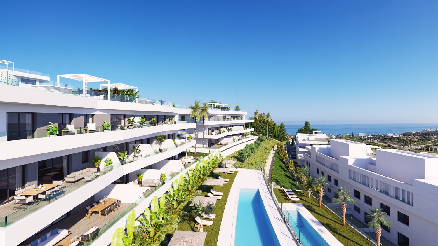 Apartamento con Piscina y Zonas Verdes en Estepona- Costa del Sol