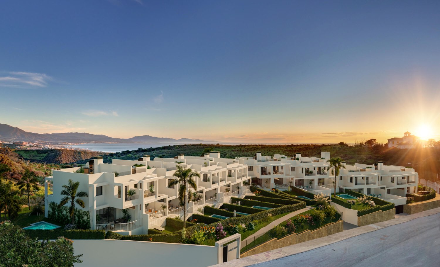 Maisons de ville de haute qualité nouvellement construites avec vue panoramique sur la mer